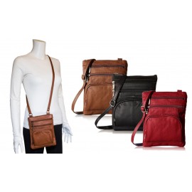 Cross Body Leather RFID Bloacking Bag