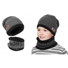 Knitted Fleece Hat & Scarf Set