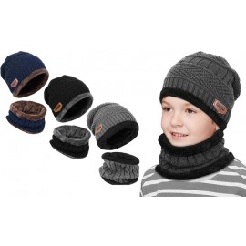 Knitted Fleece Hat & Scarf Set