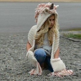 Hooded Unicorn Knitted Scarf